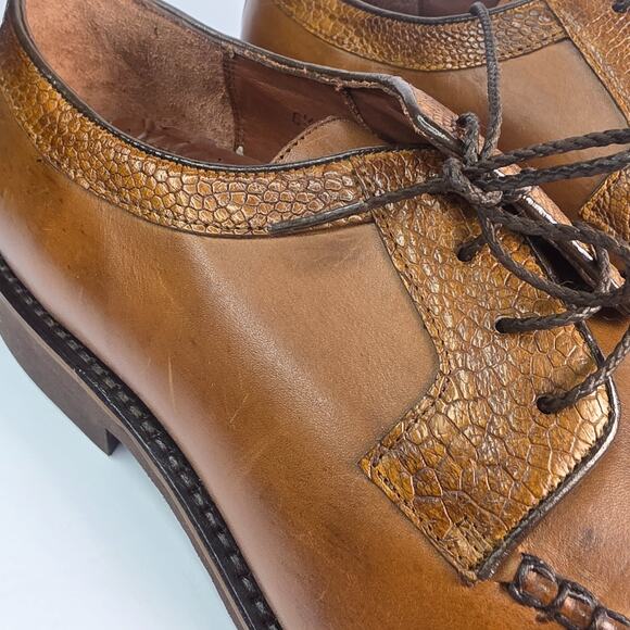 Belvedere Exotic Men\'s Brown Leather Lace Up Moc Toe Oxford Dress Shoes - 8.5 main image 16